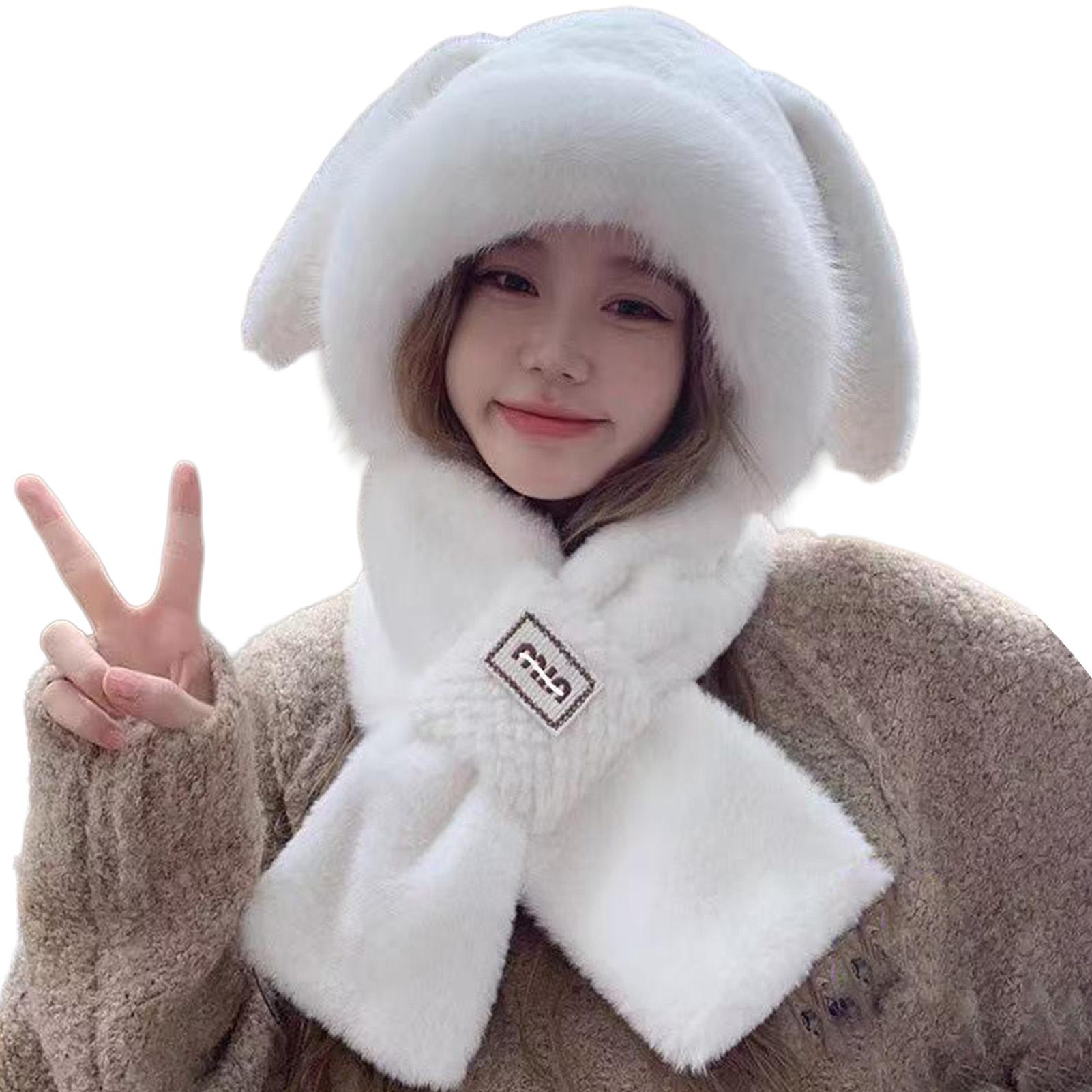 Women s Fleece Bunny Ear Hat Scarf Cute Animal Earmuffs with Neck Warmer Winter Soft Plush Beanie with Long Ears білий
Women s Fleece Bunny Ear Hat Scarf Cute Animal Earmuffs with Neck Warmer Winter Soft Plush Beanie with Long Ears білий