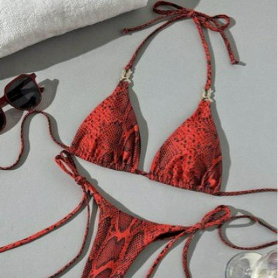 European & American Snake Print Lace-up Halter Bikini Swimsuit - 2025 Collection Medium
European & American Snake Print Lace-up Halter Bikini Swimsuit - 2025 Collection Medium