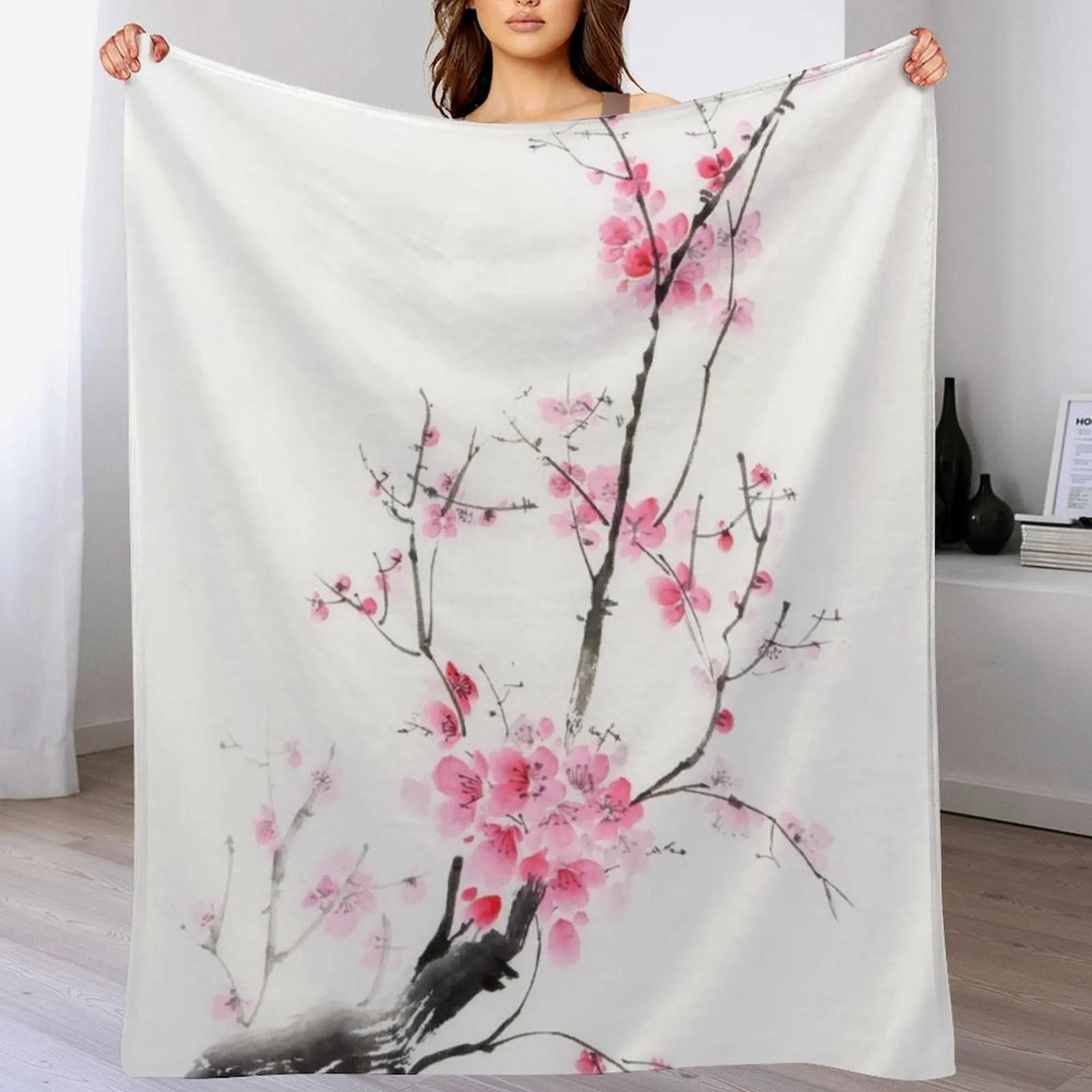 Delicate sakura branch with pink blossoms Japanese Zen sumie painting on white rice paper art print Throw Blanket 102x76cm(40x30in)
Delicate sakura branch with pink blossoms Japanese Zen sumie painting on white rice paper art print Throw Blanket 102x76cm(40x30in)