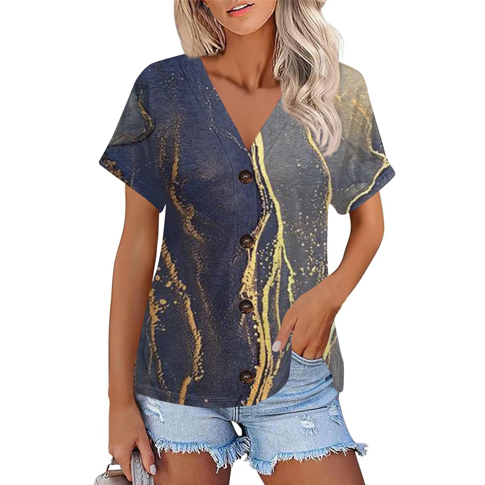 Жіноча мода Топ з коротким рукавом, V-подібним вирізом, кольоровим блоком, клаптиковим принтом, повсякденна футболка на ґудзиках XXXL Темно-синій
Жіноча мода Топ з коротким рукавом, V-подібним вирізом, кольоровим блоком, клаптиковим принтом, повсякденна футболка на ґудзиках XXXL Темно-синій