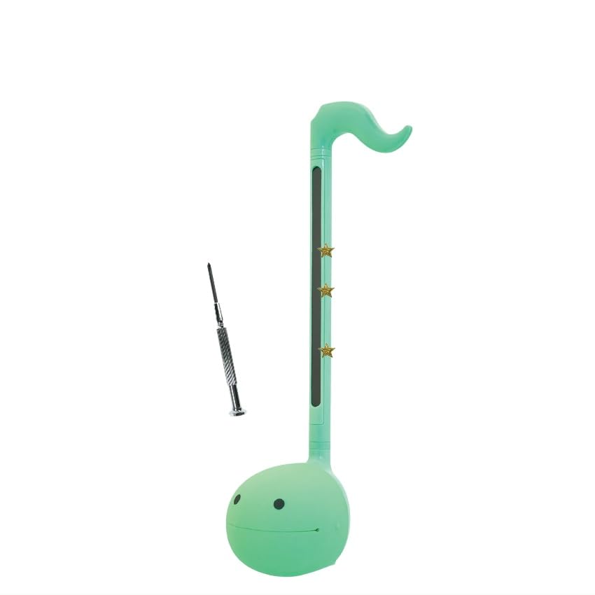Otamatone An electronic musical instrument that anyone can Comes in apple green with position stickers and a - play. screwdriver.
Otamatone An electronic musical instrument that anyone can Comes in apple green with position stickers and a - play. screwdriver.