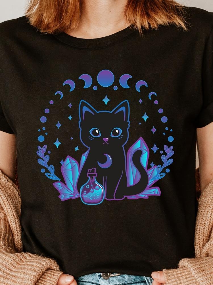 Cute Crystal Black Cat Fashion Cotton Letter Print TShirt Women ShortSleeve Crew Neck Casual Top SpringSummerFall Seasonal Top 4XL
Cute Crystal Black Cat Fashion Cotton Letter Print TShirt Women ShortSleeve Crew Neck Casual Top SpringSummerFall Seasonal Top 4XL