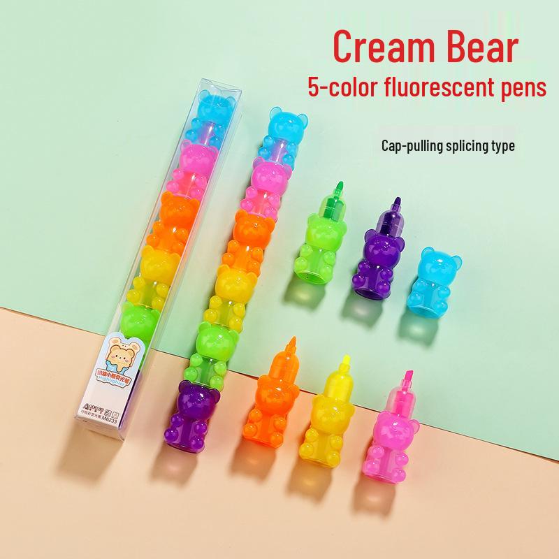 Fairy Shell Mini Highlighter Pens: 5 Colors, Bear Cartoon Design for Students Chisel Tip
Fairy Shell Mini Highlighter Pens: 5 Colors, Bear Cartoon Design for Students Chisel Tip