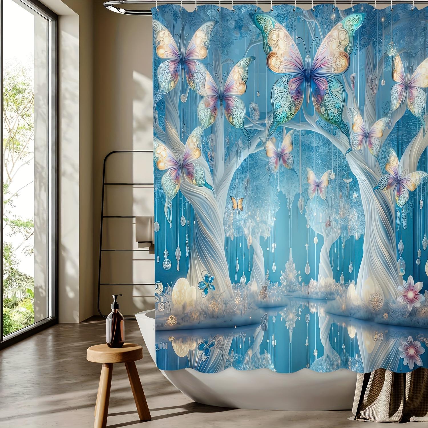 Fantasy Butterfly Tree Pattern Digital Print Shower Curtain, Bathroom Home Decor With Free Hooks, Four Seasons Woven W60H190(CM)-1 Pcs
Fantasy Butterfly Tree Pattern Digital Print Shower Curtain, Bathroom Home Decor With Free Hooks, Four Seasons Woven W60H190(CM)-1 Pcs