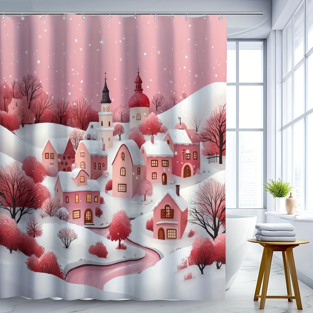 Whimsical Pink Winter Village Shower Curtain - Snowy Houses, Fairy Tale Town & Cozy Holiday Art For Bathroom Decor W60H190(CM)-1 Pcs
Whimsical Pink Winter Village Shower Curtain - Snowy Houses, Fairy Tale Town & Cozy Holiday Art For Bathroom Decor W60H190(CM)-1 Pcs