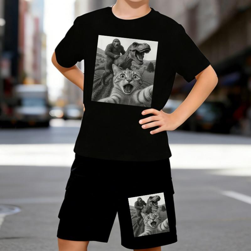 Boys 2 Piece Cat and Prehistoric Beast Printed outfit, Short Sleeve T-Shirt and Shorts Set for Kids Age 5-14,White, Black Sporty Casual Summer Clothes 5-6 Years чёрный
Boys 2 Piece Cat and Prehistoric Beast Printed outfit, Short Sleeve T-Shirt and Shorts Set for Kids Age 5-14,White, Black Sporty Casual Summer Clothes 5-6 Years чёрный