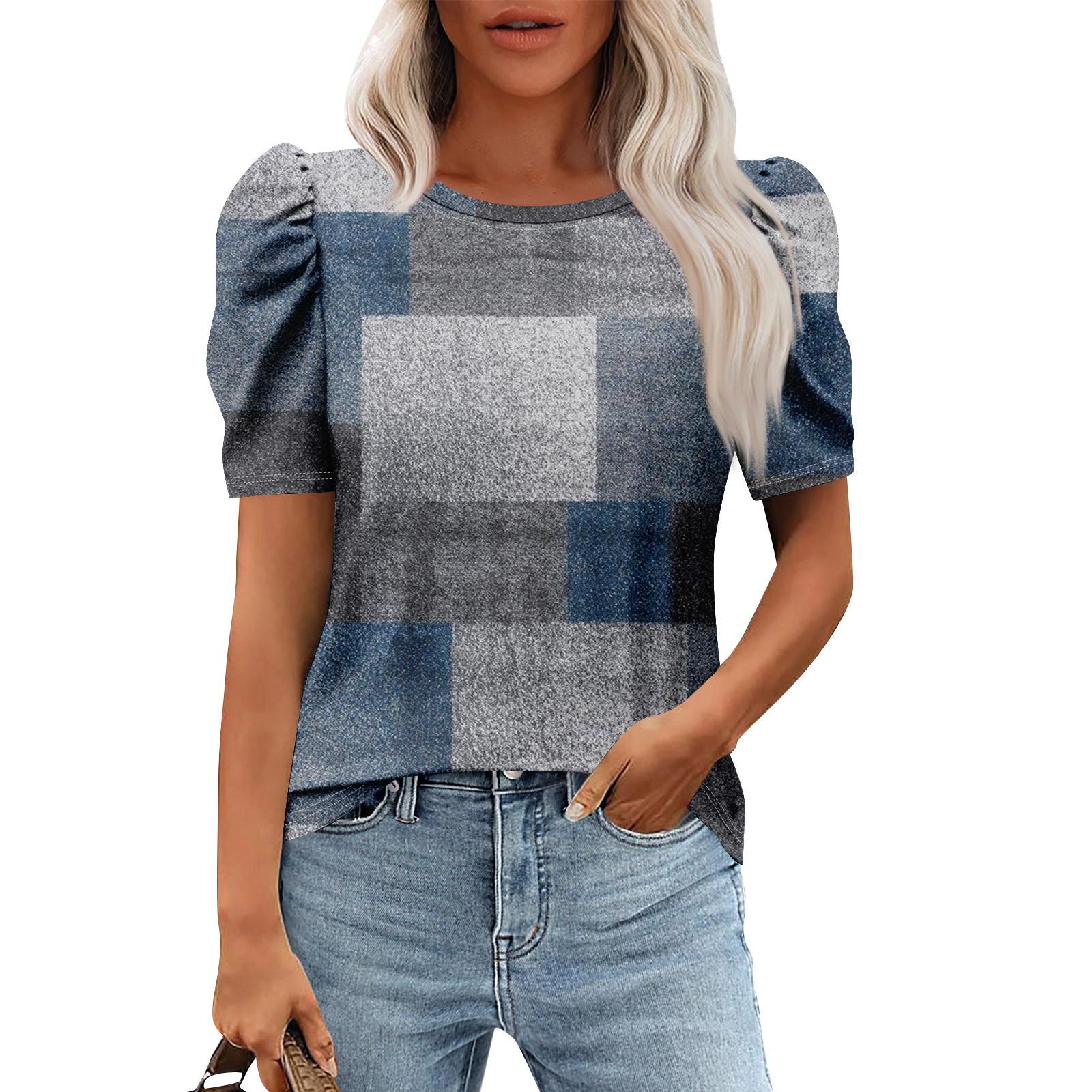 Жіночі повсякденні пухові топи з короткими рукавами Модні туніки з круглим вирізом Літній одяг XL
Жіночі повсякденні пухові топи з короткими рукавами Модні туніки з круглим вирізом Літній одяг XL