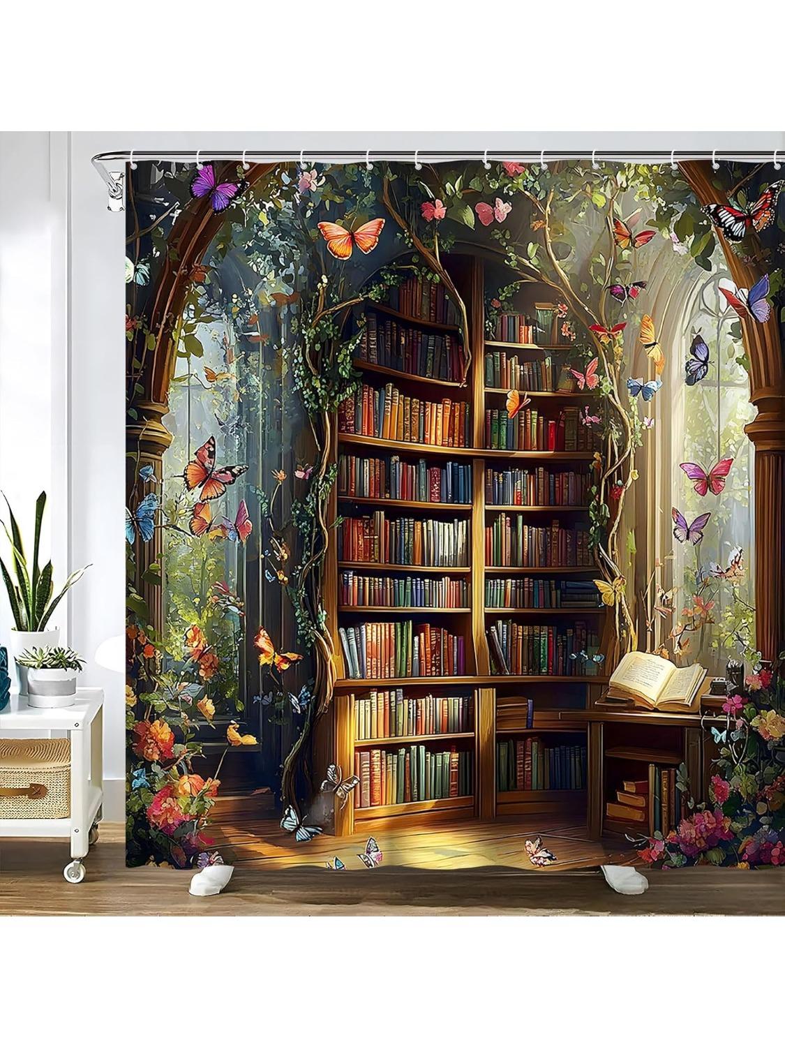 Fantasy Library Shower Curtain Gothic Bookshelf Greenhouse Flower Butterfly Plant Vine Enchanted Bookcase Fairytale W60H190(CM)-1 Pcs
Fantasy Library Shower Curtain Gothic Bookshelf Greenhouse Flower Butterfly Plant Vine Enchanted Bookcase Fairytale W60H190(CM)-1 Pcs