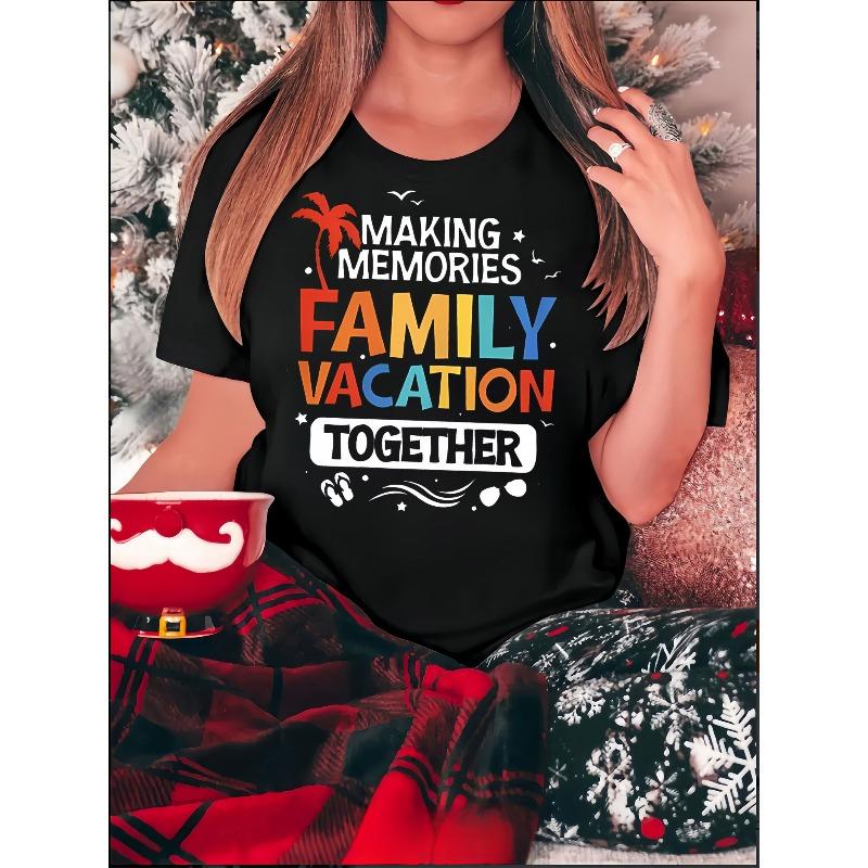 European size 1pc Women S Casual Crew Neck T-Shirt with Colorful Making Memories Family Vacation Together Print, Polyester Knit Fabric 4XL чорний
European size 1pc Women S Casual Crew Neck T-Shirt with Colorful Making Memories Family Vacation Together Print, Polyester Knit Fabric 4XL чорний