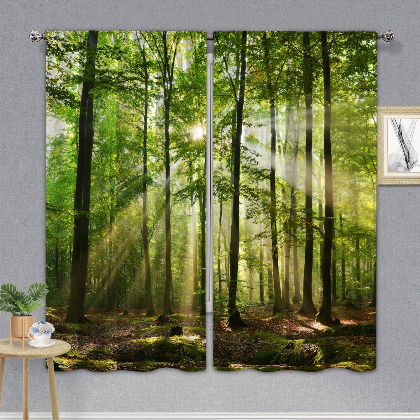 Printed Perforated Curtains Bedroom Balcony Living Room Autumn Landscape Trees Fresh Green Forest Print Window Curtain Polyester Washable Area Ready W100*H130(CM)-Hooks&2PCS
Printed Perforated Curtains Bedroom Balcony Living Room Autumn Landscape Trees Fresh Green Forest Print Window Curtain Polyester Washable Area Ready W100*H130(CM)-Hooks&2PCS