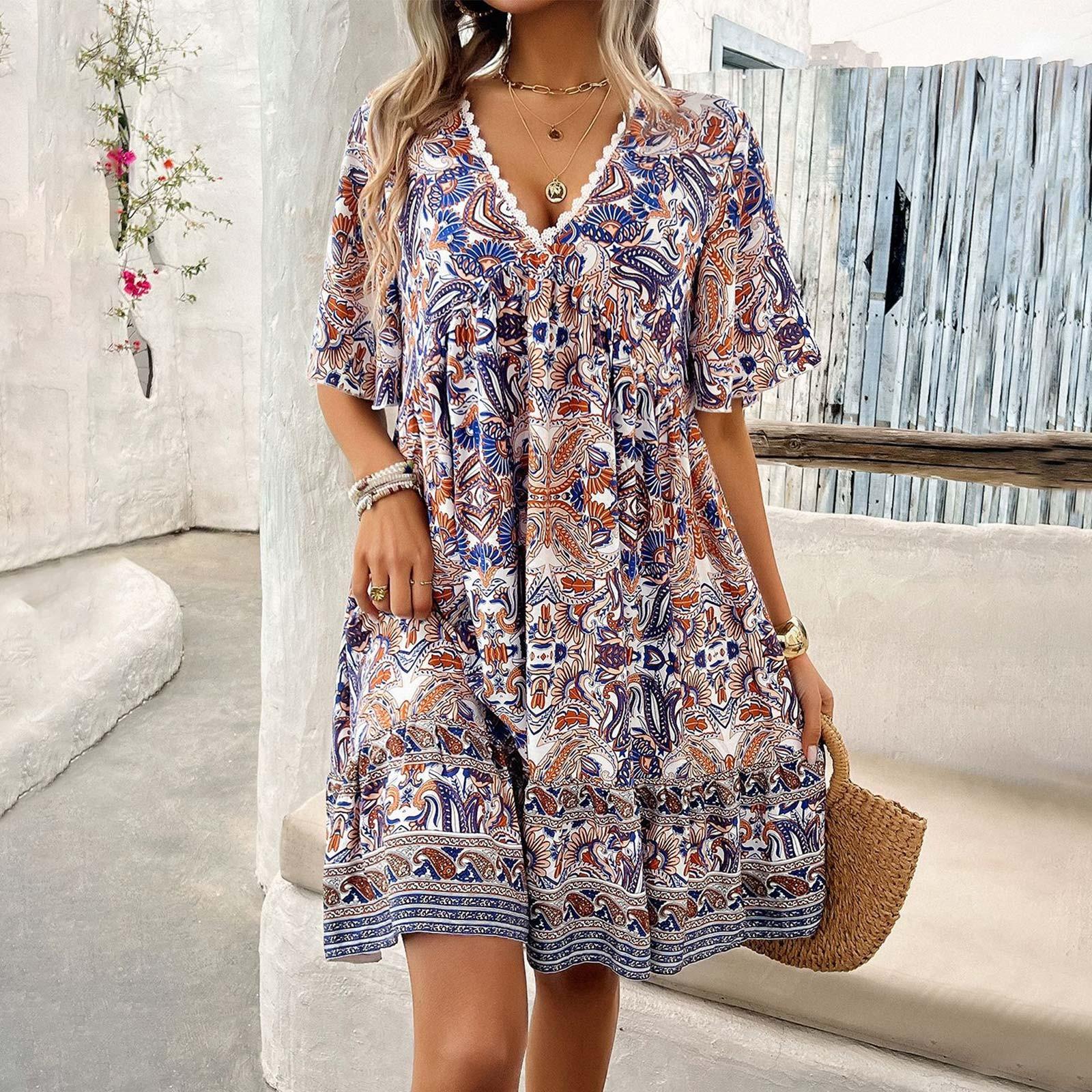 Женское повседневное летнее платье с принтом, сарафан с короткими рукавами, платья-майки, пляжное платье XL синий
Женское повседневное летнее платье с принтом, сарафан с короткими рукавами, платья-майки, пляжное платье XL синий