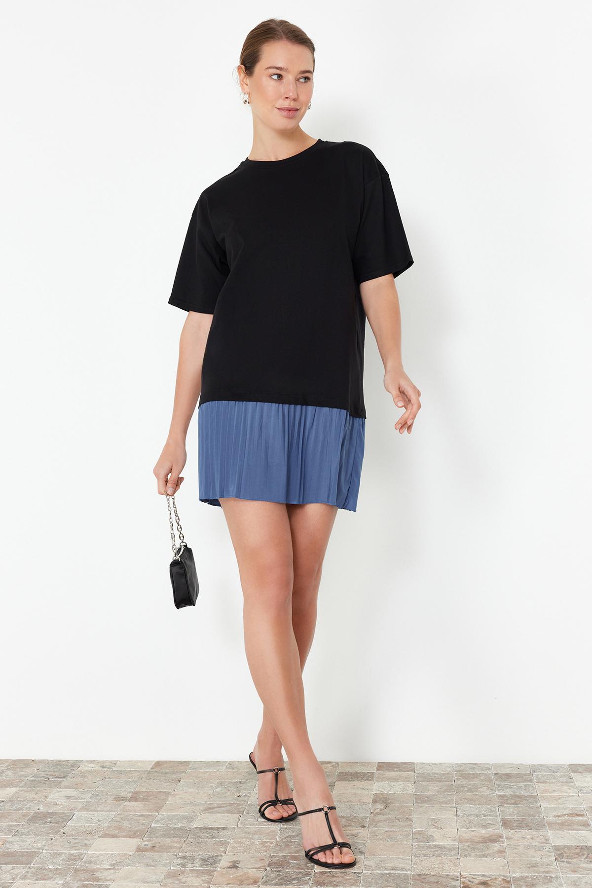 Women s Fashion New Dress Black Color Block Skirt Pleated Mini Knitted Dress XS чорний
Women s Fashion New Dress Black Color Block Skirt Pleated Mini Knitted Dress XS чорний