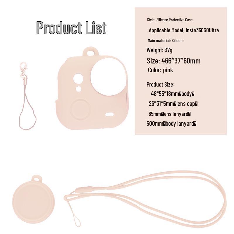 Insta360GoUltra Silicone Case: Anti-fall Shell with Lens Cap & Lanyard
Insta360GoUltra Silicone Case: Anti-fall Shell with Lens Cap & Lanyard