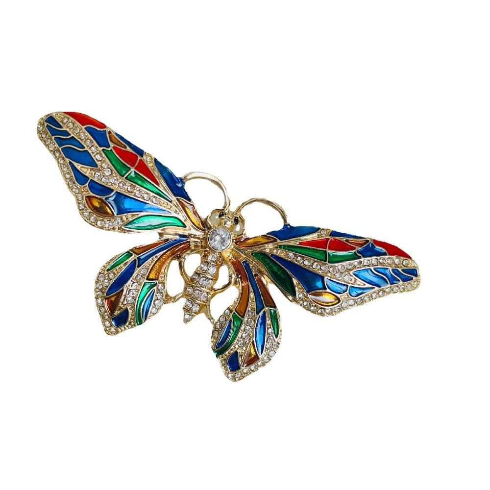 Кристальная брошь в виде большой бабочки с цветной эмалью, красочная булавка-бабочка, украшение butterfly