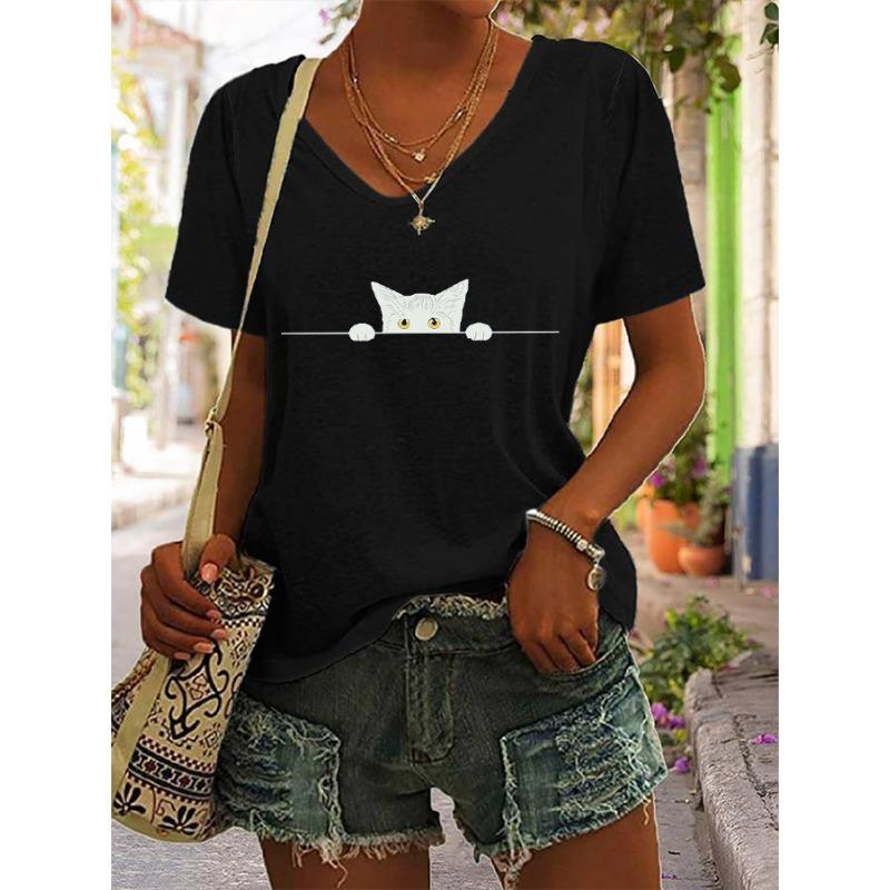 Chic Women s V Neck Vest Cat Print T Shirt Summer Short Sleeve Casual Tops Tees 6XL
Chic Women s V Neck Vest Cat Print T Shirt Summer Short Sleeve Casual Tops Tees 6XL