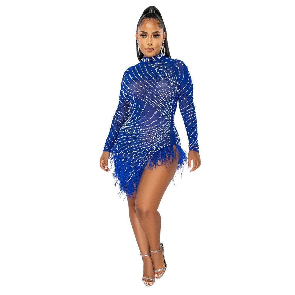 Women s Sexy Mesh Beaded Feather Dress Large
Women s Sexy Mesh Beaded Feather Dress Large
