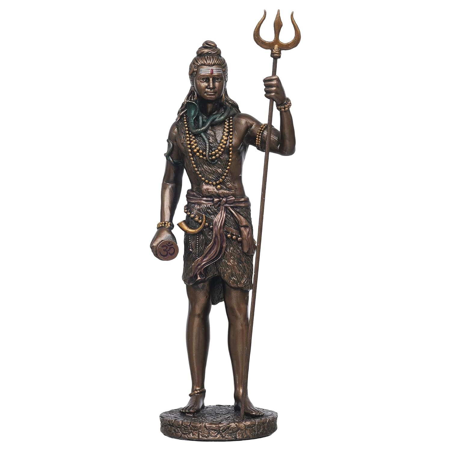 Polyresin Bronze Finish Standing Lord Shiva Statue with Trishul and Damru - Hindu God Idol for Puja Room, Home Decor - Religious for Gift NEW
Polyresin Bronze Finish Standing Lord Shiva Statue with Trishul and Damru - Hindu God Idol for Puja Room, Home Decor - Religious for Gift NEW