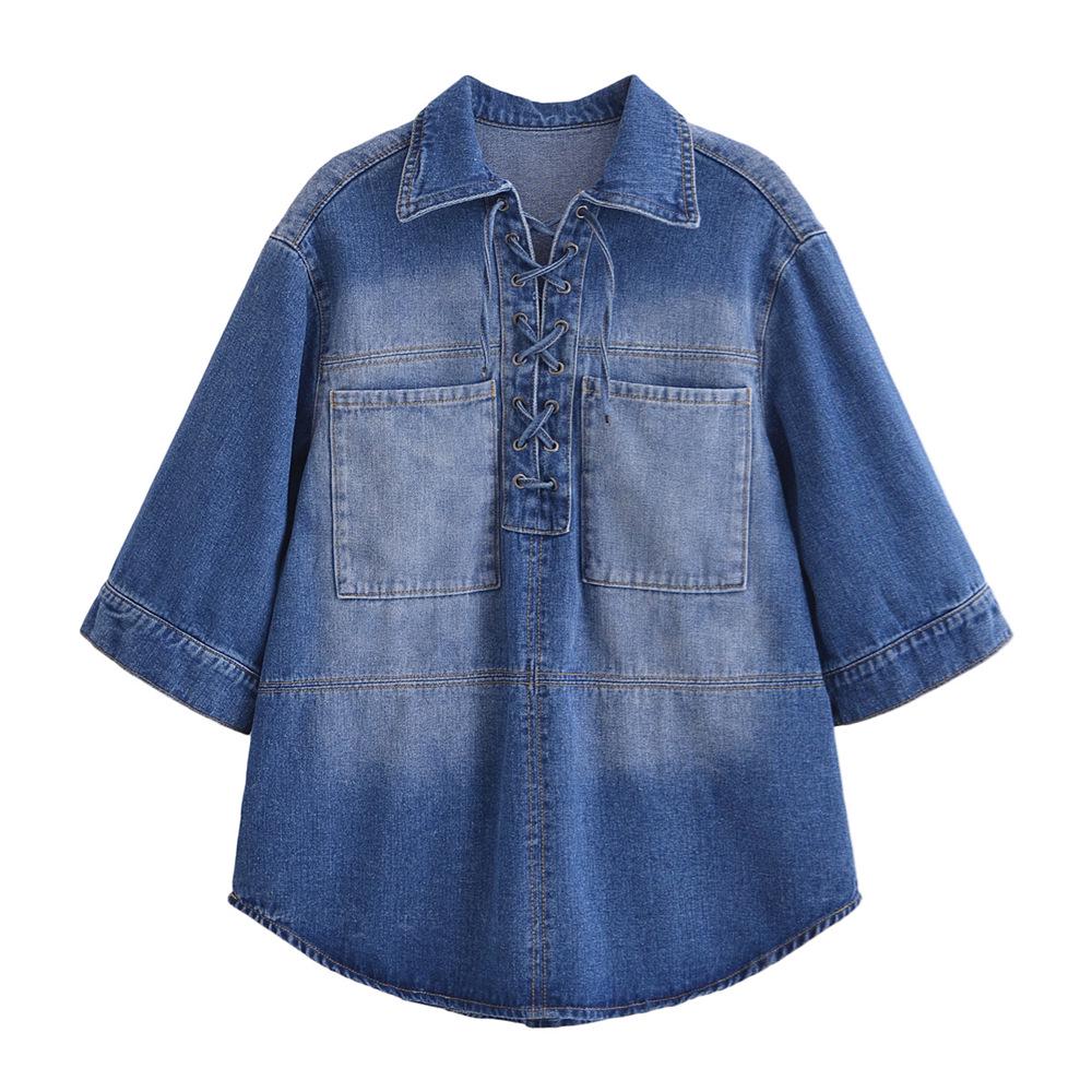 2025 Spring Women s Denim Top: Elegant, Simple Commuter Style with Tie-Up Half-Placket S
2025 Spring Women s Denim Top: Elegant, Simple Commuter Style with Tie-Up Half-Placket S
