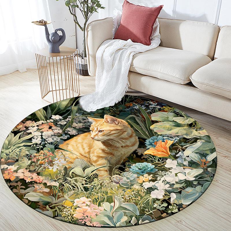 Cat and Flowers pattern round rug,Carpet Rug for Living Room Bedroom Sofa Playroom Decor,Non-slip Floor Mat,Holiday Gifts and Birthday Gifts 80cmx80cm
Cat and Flowers pattern round rug,Carpet Rug for Living Room Bedroom Sofa Playroom Decor,Non-slip Floor Mat,Holiday Gifts and Birthday Gifts 80cmx80cm