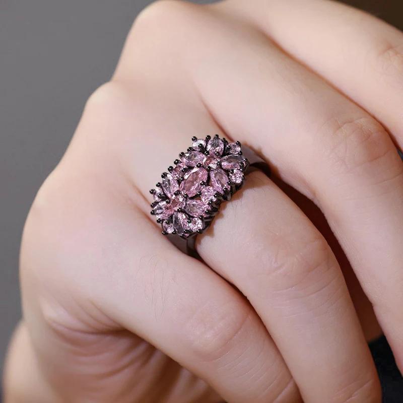 Huitan Pink Cubic Zirconia Flowers Rings Romantic Sweet Black Color Delicate Jewelry for Engagement Charm Finger Accessories 10
Huitan Pink Cubic Zirconia Flowers Rings Romantic Sweet Black Color Delicate Jewelry for Engagement Charm Finger Accessories 10