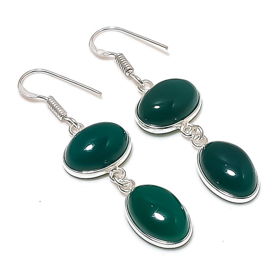 Natural Green Onyx Gemstone Handmade 925 Sterling Silver Earring 2.13 AE-11703
Natural Green Onyx Gemstone Handmade 925 Sterling Silver Earring 2.13 AE-11703