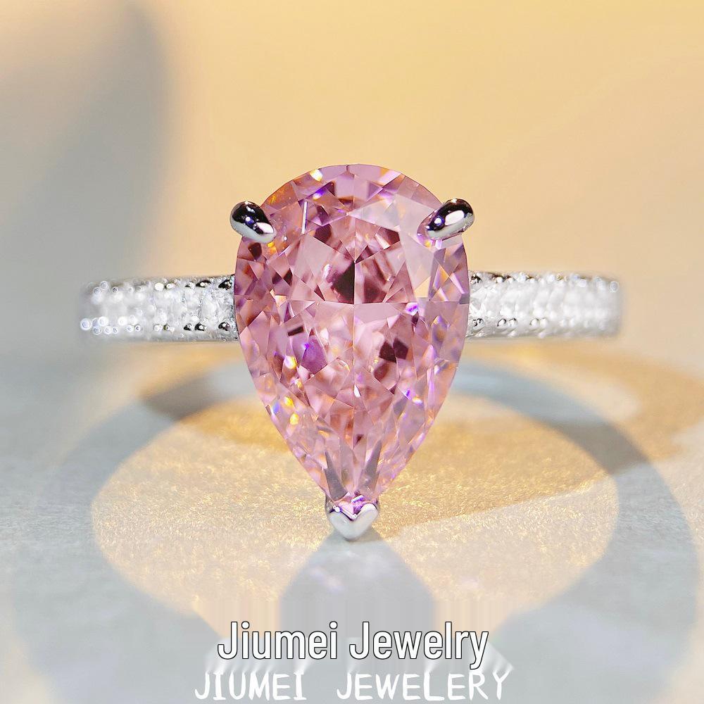 Nine Beauty Jewelry Teardrop Zircon Ring: S925 Sterling Silver, Pink High-Carbon Diamond, European & American Ice Flower Cut. Size 6
Nine Beauty Jewelry Teardrop Zircon Ring: S925 Sterling Silver, Pink High-Carbon Diamond, European & American Ice Flower Cut. Size 6