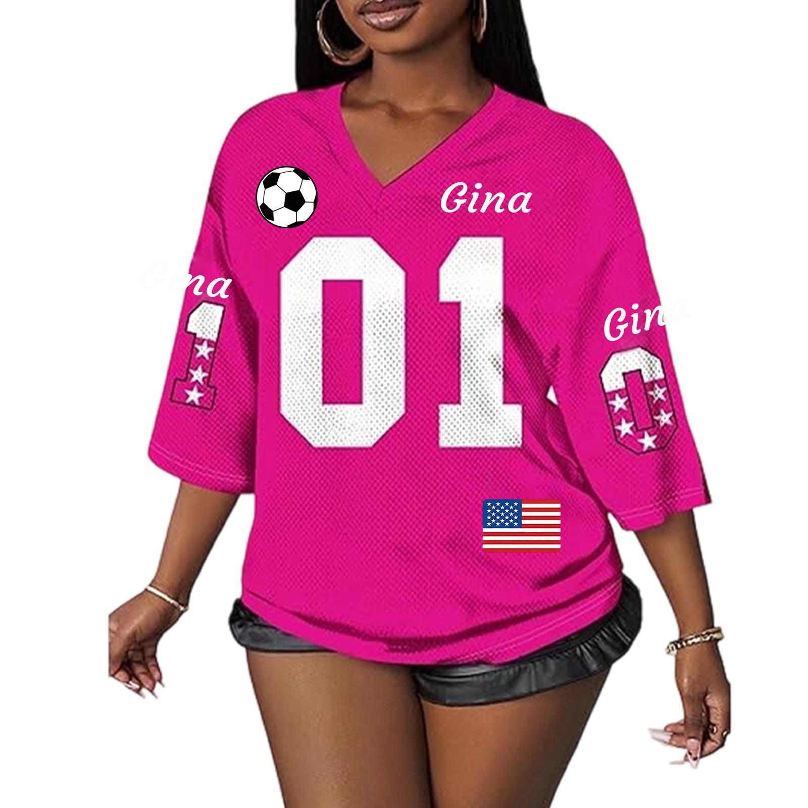 Personalized Custom Name Pattern Number Women s Number Pattern Mesh Sports V-neck Three-quarter Sleeve Soccer T-shirt Sportswear L
Personalized Custom Name Pattern Number Women s Number Pattern Mesh Sports V-neck Three-quarter Sleeve Soccer T-shirt Sportswear L