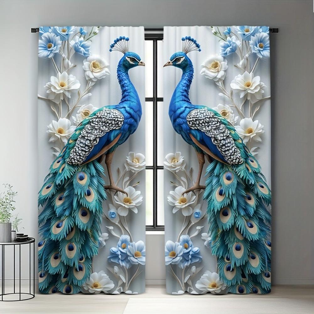 Set Of 2 Elegant Peacock Floral Print Curtains Living Room Bedroom Kitchen Office Curtain With Rod Pocket Polyester Ideal For Great W100*H70(CM)-Hooks&2PCS
Set Of 2 Elegant Peacock Floral Print Curtains Living Room Bedroom Kitchen Office Curtain With Rod Pocket Polyester Ideal For Great W100*H70(CM)-Hooks&2PCS