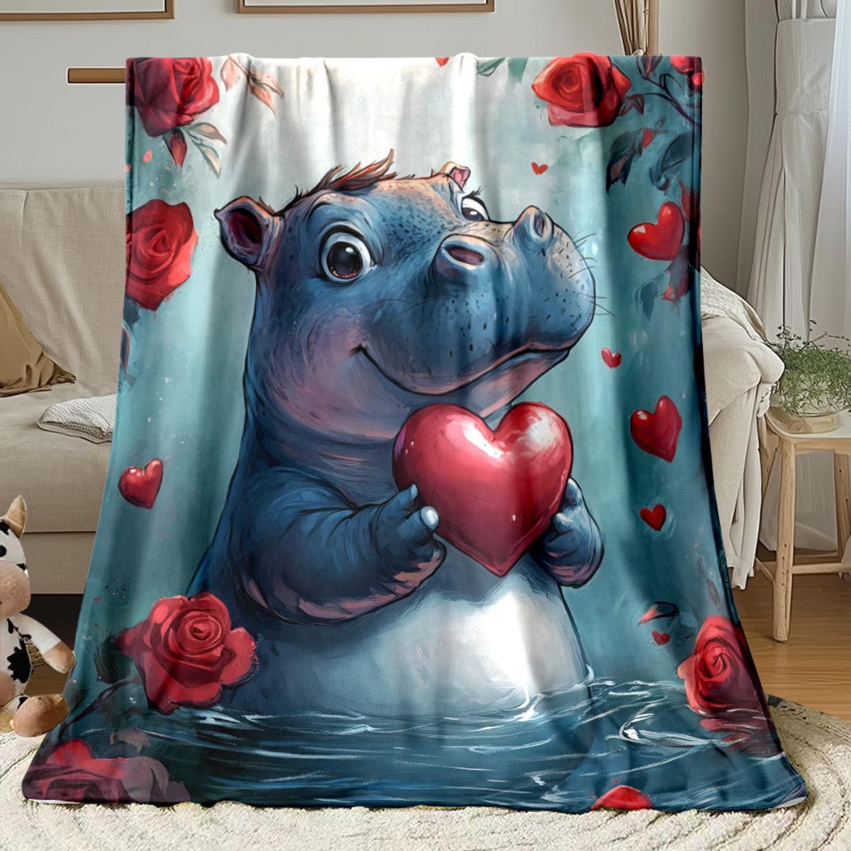 1pc Hippo with Red Heart Blanket - Lightweight Flannel Throw for Sofa, Outdoor, Camping, Living Room, Office, Chair, and Bed 30x40in
1pc Hippo with Red Heart Blanket - Lightweight Flannel Throw for Sofa, Outdoor, Camping, Living Room, Office, Chair, and Bed 30x40in