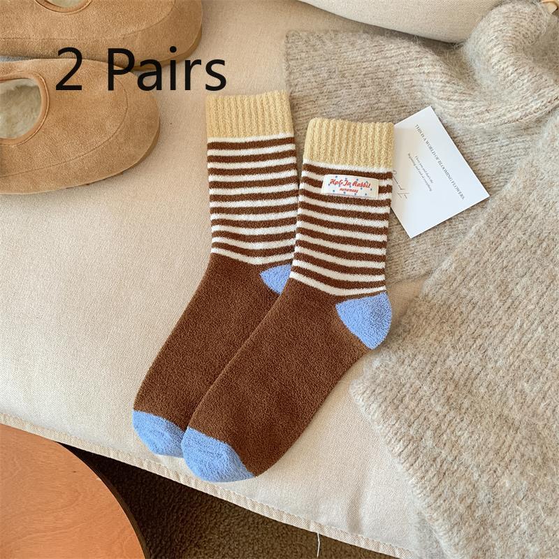 2 Pairs of Simple Autumn and Winter Striped Fabric Label Thickened Milk Fleece Mid-calf Socks, Versatile and Warm Floor Socks, Pile Socks 2 pairs коричневий
2 Pairs of Simple Autumn and Winter Striped Fabric Label Thickened Milk Fleece Mid-calf Socks, Versatile and Warm Floor Socks, Pile Socks 2 pairs коричневий