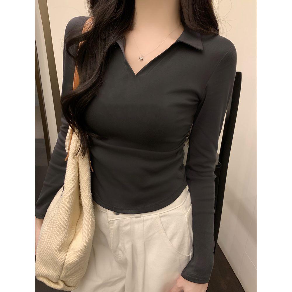 Spring new pure cotton shoulder Polo lapel long-sleeved T-shirt women s design curved hem inner bottoming shirt top XL темно-сірий
Spring new pure cotton shoulder Polo lapel long-sleeved T-shirt women s design curved hem inner bottoming shirt top XL темно-сірий