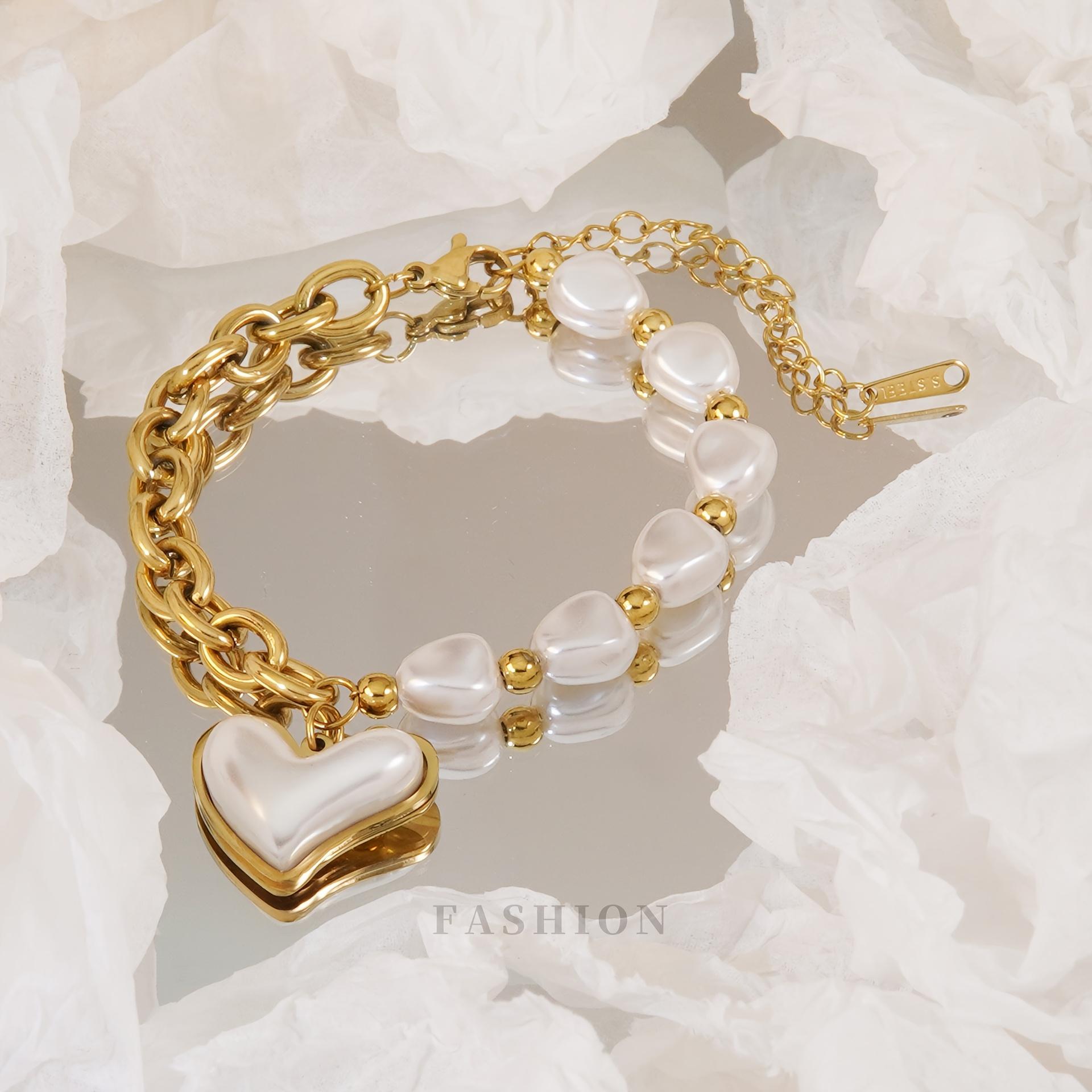 One Fashionable Versatile Imitation Pearl Baroque Heart Bracelet | Elegant 18K Golden Plated, 304 Stainless Steel золотистый
One Fashionable Versatile Imitation Pearl Baroque Heart Bracelet | Elegant 18K Golden Plated, 304 Stainless Steel золотистый