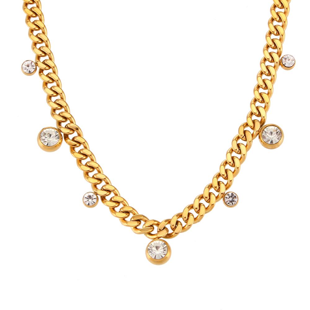 MamacitaSlay Trendy Round Zircon Gold Plated Cuban Chain Necklaces Adjustable Stainless Steel Choker Necklaces for Women Party 40cm золотий
MamacitaSlay Trendy Round Zircon Gold Plated Cuban Chain Necklaces Adjustable Stainless Steel Choker Necklaces for Women Party 40cm золотий