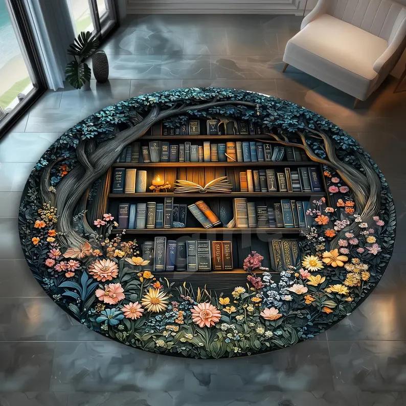 Round Floral Bookshelf Rug Non-Slip Cotton Base home decoration Carpets 80x80cm
Round Floral Bookshelf Rug Non-Slip Cotton Base home decoration Carpets 80x80cm