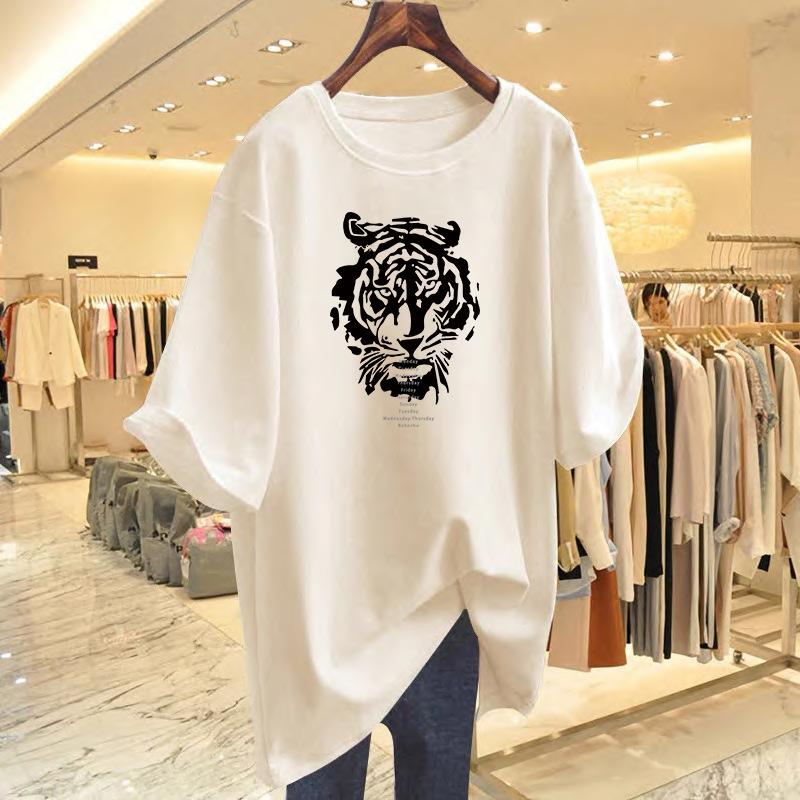 Tiger print cotton short-sleeved crew neck T-shirt women s top, loose and casual in summer S
Tiger print cotton short-sleeved crew neck T-shirt women s top, loose and casual in summer S