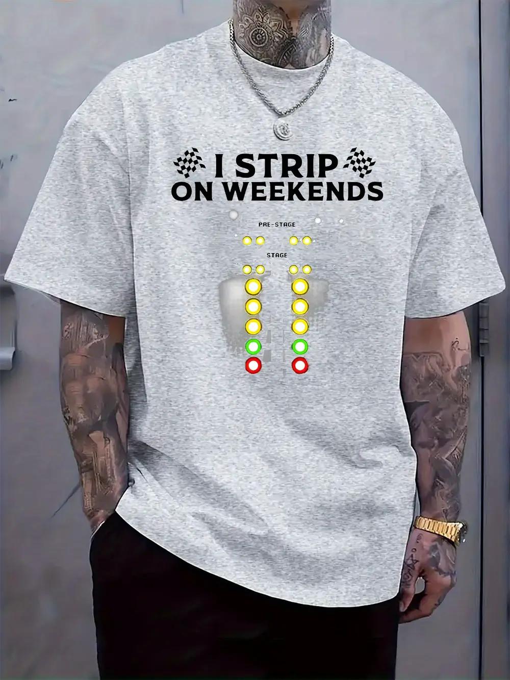 Casual Short Sleeve T-shirt - Racing Theme I Strip On Weekends Graphic Print with Checkered Flags & Fuel Gauge Design XXXL
Casual Short Sleeve T-shirt - Racing Theme I Strip On Weekends Graphic Print with Checkered Flags & Fuel Gauge Design XXXL