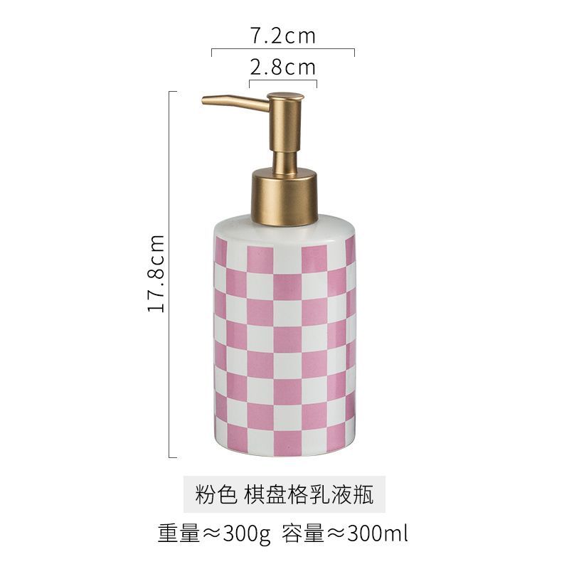 European Style Ceramic Lotion Bottle Black and White Plaid Soap Liquid Container Bathroom Shampoo Hand Sanitizer Storage Bottle
European Style Ceramic Lotion Bottle Black and White Plaid Soap Liquid Container Bathroom Shampoo Hand Sanitizer Storage Bottle