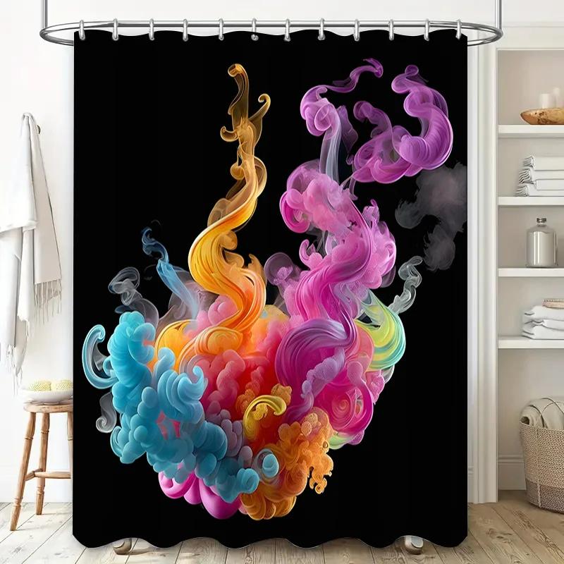 Brightly Colored Watercolor Shower Curtain With Vibrant Smoky Effect Modern Bathroom Decor For Home Use (Black) W60H190(CM)-1 Pcs
Brightly Colored Watercolor Shower Curtain With Vibrant Smoky Effect Modern Bathroom Decor For Home Use (Black) W60H190(CM)-1 Pcs