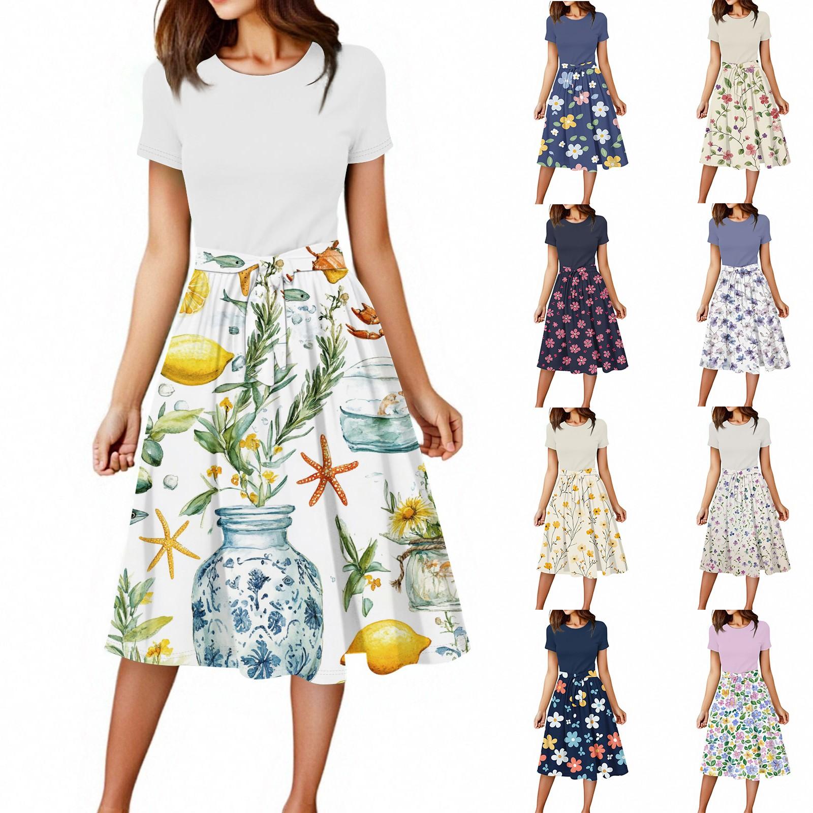 Women s Casual Fashion Belted Floral Printed Short Sleeve Round Neck Elegant Flowing Dress XXL
Women s Casual Fashion Belted Floral Printed Short Sleeve Round Neck Elegant Flowing Dress XXL