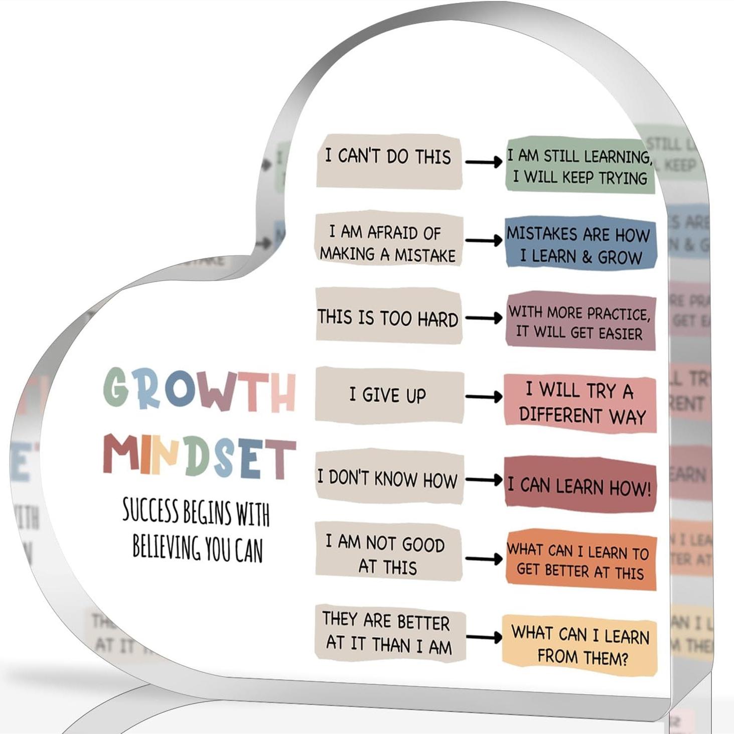 Growth Mindset Decor, Mental Health Therapy Office Classroom Art Educational Acrylic Heart Inspirational Gift
Growth Mindset Decor, Mental Health Therapy Office Classroom Art Educational Acrylic Heart Inspirational Gift