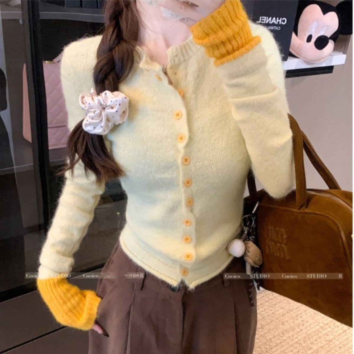 Кардиган вязаный в корейском стиле, желтый колор-блок, женский приталенный, осенне-зимний One Size жёлтый
Кардиган вязаный в корейском стиле, желтый колор-блок, женский приталенный, осенне-зимний One Size жёлтый