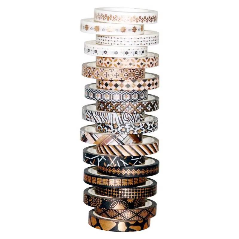 20 Rolls Washi Tape Set Black Gold Foil Print Decorative Tapes for Arts, DIY Crafts, Bullet Journals, Planners, Scrapbook
20 Rolls Washi Tape Set Black Gold Foil Print Decorative Tapes for Arts, DIY Crafts, Bullet Journals, Planners, Scrapbook