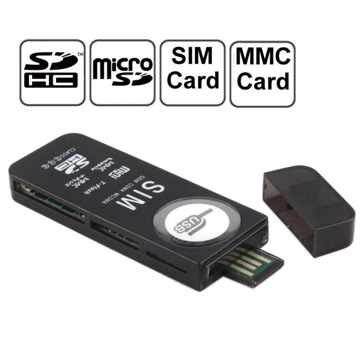 USB Universal Card Reader, Support SD / MMC /SIM / TF Card чорний
USB Universal Card Reader, Support SD / MMC /SIM / TF Card чорний