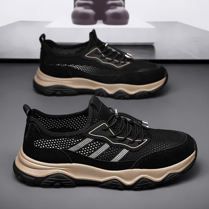 Весенние и летние новые сетчатые туфли для мужчин, летняя новая дышащая полая мягкая подошва, спортивная обувь для активного отдыха, походная обувь 44