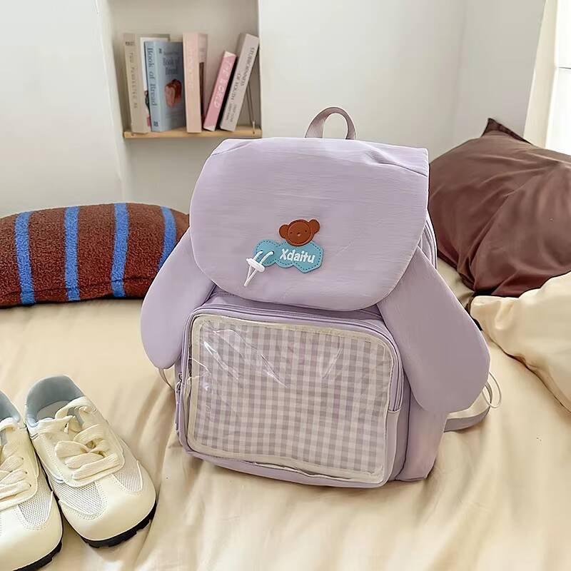 New Cute Bow Rabbit Ear Ita Backpack Sweet Girl Transparent Rucksack Fashion Women s Large Capacity Student DIY Display Knapsack 38x29x11cm
New Cute Bow Rabbit Ear Ita Backpack Sweet Girl Transparent Rucksack Fashion Women s Large Capacity Student DIY Display Knapsack 38x29x11cm
