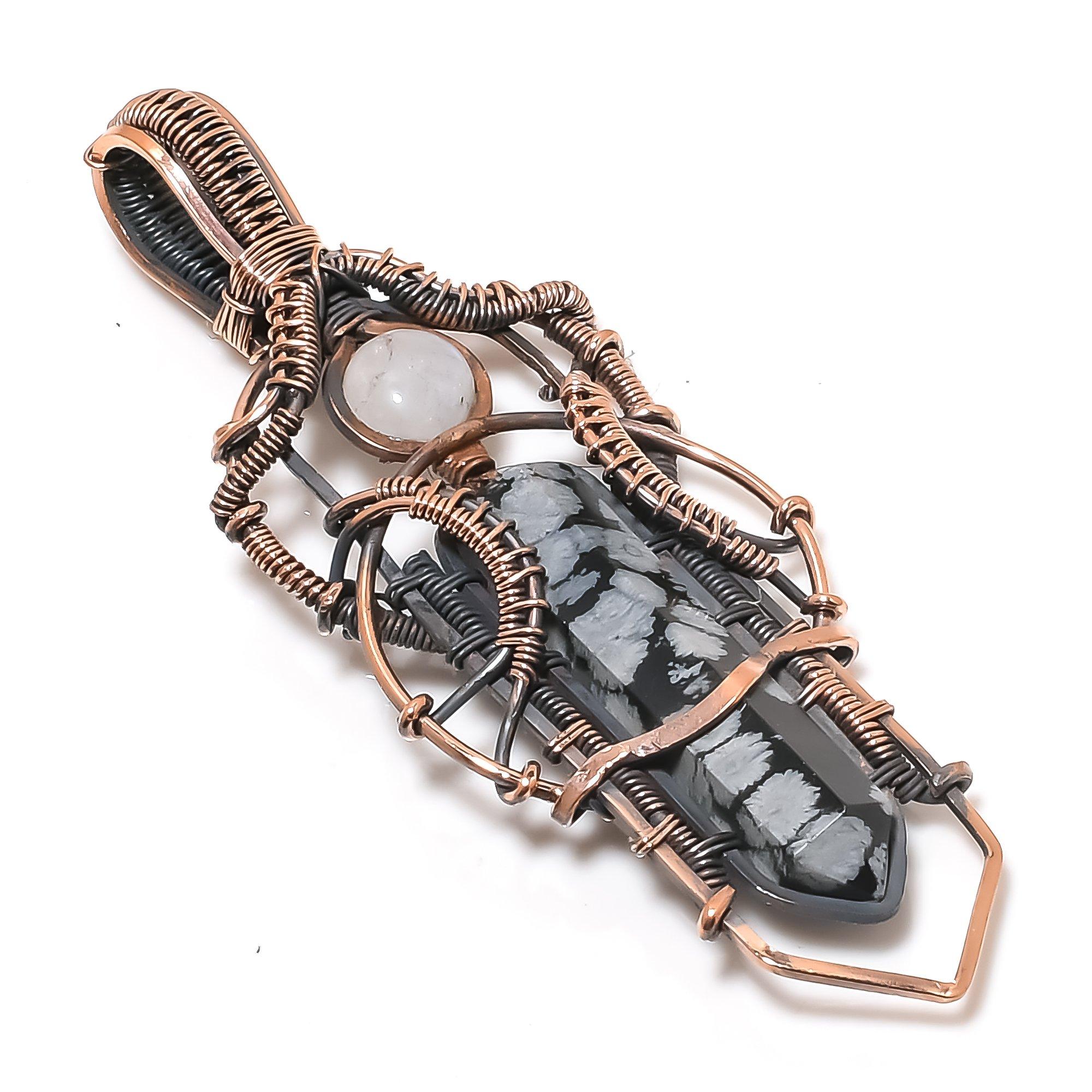 Snowflake Obsidian Pendant, 999 Copper Wire Wrapped Gemstone Handmade Dainty Jewelry Pendant, For Her
Snowflake Obsidian Pendant, 999 Copper Wire Wrapped Gemstone Handmade Dainty Jewelry Pendant, For Her
