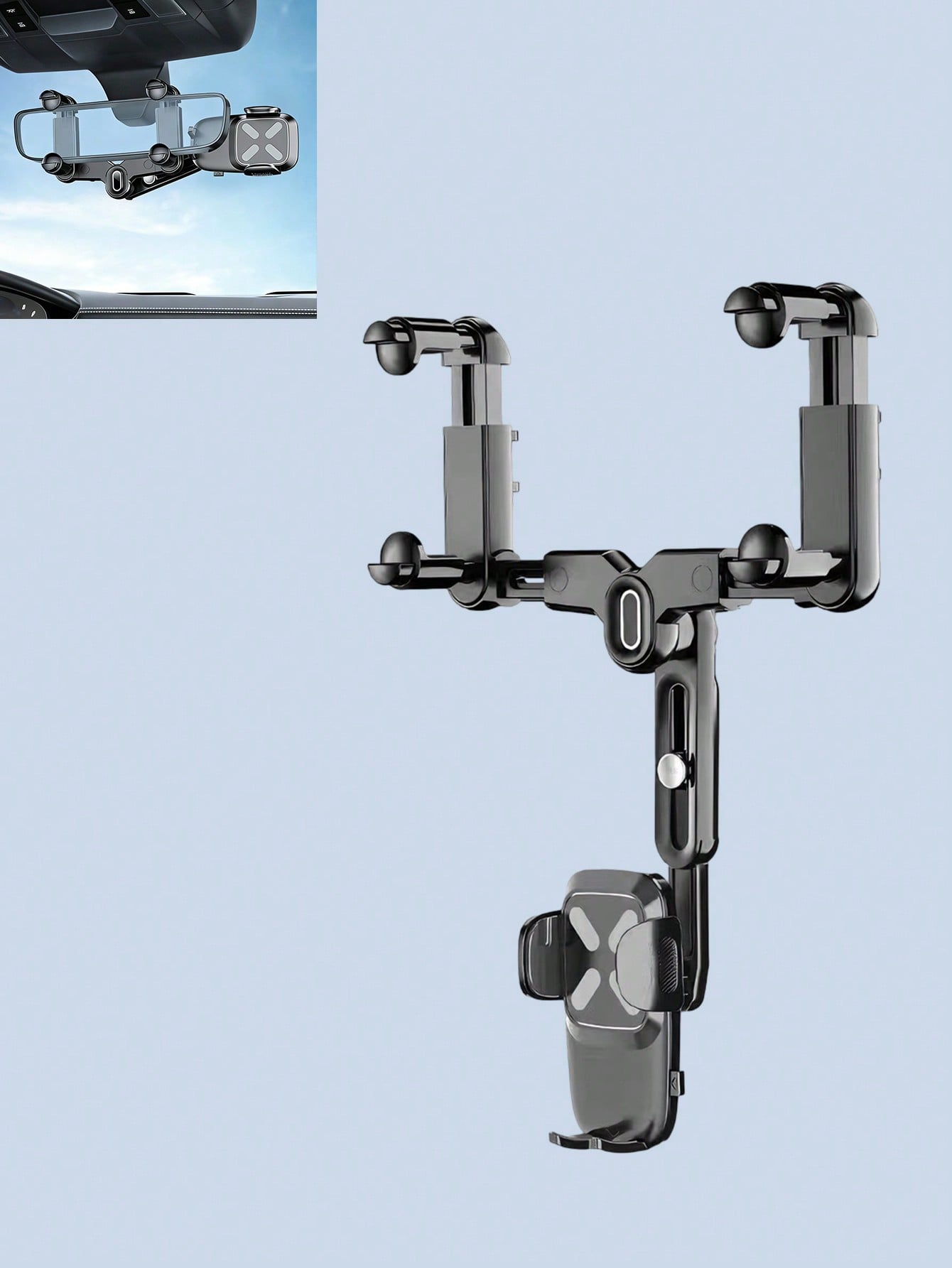 360° Rotatable Rearview Mirror Phone Mount | One-Hand Use, Adjustable Arm, Universal Fit for Most Cars
360° Rotatable Rearview Mirror Phone Mount | One-Hand Use, Adjustable Arm, Universal Fit for Most Cars
