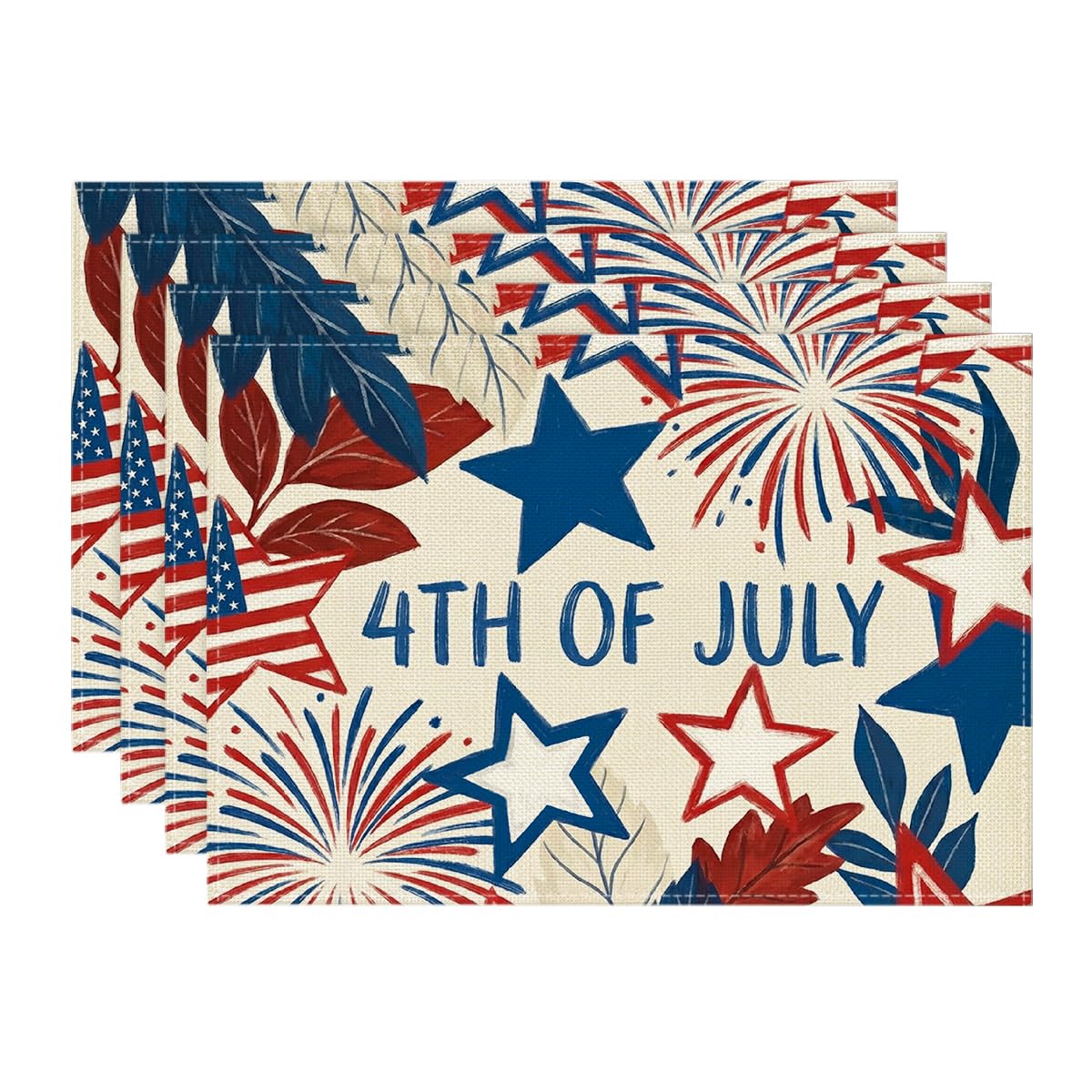 Fireworks Leaves Stars 4th of July Placemats Set of 4, 12x18 Inch Patriotic Memorial Day Table Mats for Party Kitchen Dining Decoration 12 x 18 , Rectangular 4 Pcs
Fireworks Leaves Stars 4th of July Placemats Set of 4, 12x18 Inch Patriotic Memorial Day Table Mats for Party Kitchen Dining Decoration 12 x 18 , Rectangular 4 Pcs
