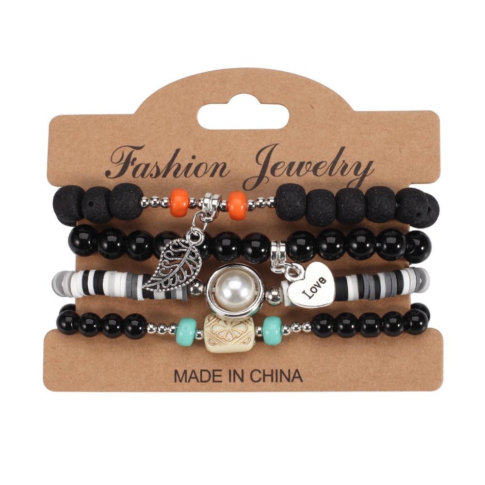 Bohemian Layered Beaded Bracelet Set with Leaf and Heart Pendants чёрный
Bohemian Layered Beaded Bracelet Set with Leaf and Heart Pendants чёрный