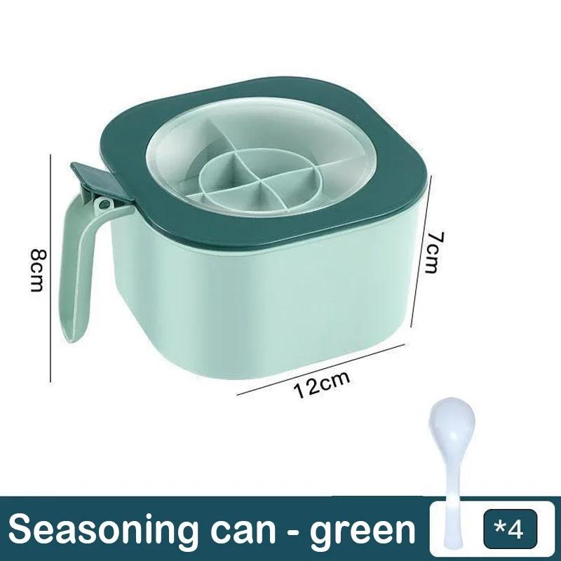 Коробка для приправ 4 в 1 з ложкою Банка для спецій із кількома відділеннями Сіль, перець Банки для спецій Горщики Кухонні аксесуари Контейнер для приправ зелений
Коробка для приправ 4 в 1 з ложкою Банка для спецій із кількома відділеннями Сіль, перець Банки для спецій Горщики Кухонні аксесуари Контейнер для приправ зелений